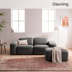 다우닝 브릭 3인 헤드레스트 전체 천연가죽 소파+스툴 (색상:꼬냑)